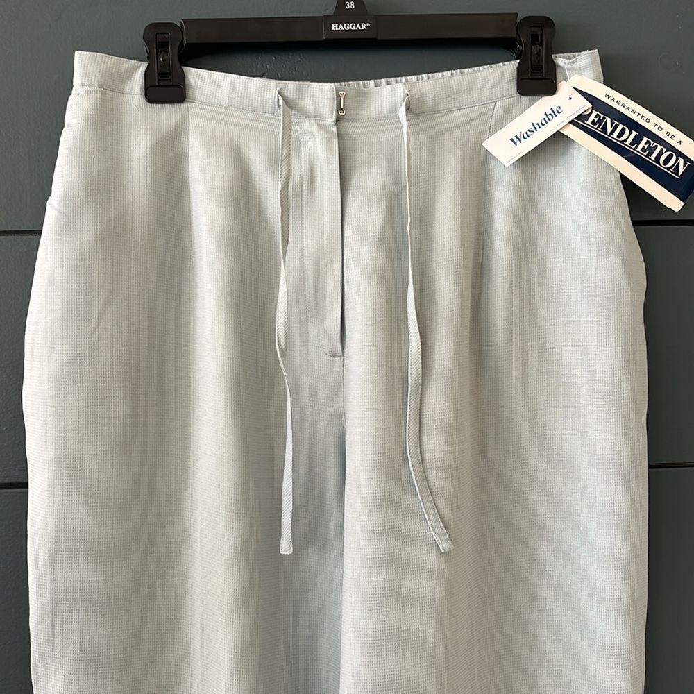 Pendleton Silk Light Blue Wide Leg Silk Pants